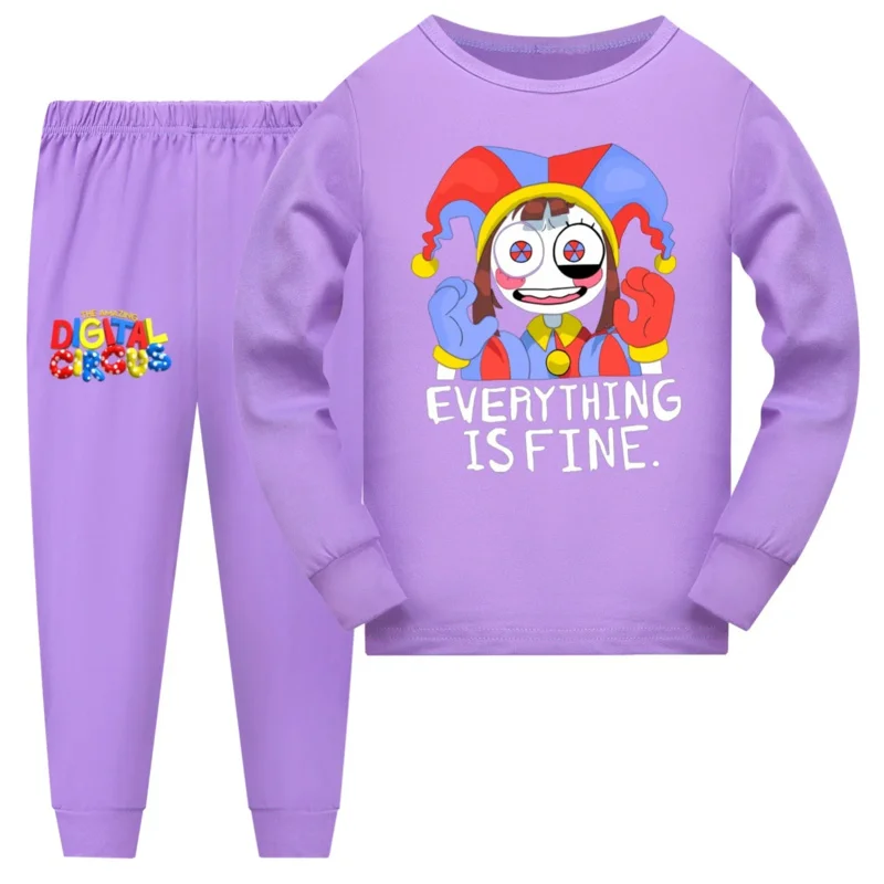 어린이 용수철 가을 캐주얼 운동복 세트, 놀라운 디지털 서커스, 소년 소녀 잠옷 세트, 어린이 의상 의류 세트