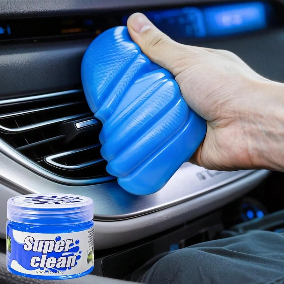 

Super Clean Keyboard Slime Dust Cleaner,Reusable Magic Keyboard Dust Soft Mud,Universal Gel Dust Slime Cleaner for Phone,Car Vents,Laptops,Cameras,Printers,Calculators, Screens (Blue).
