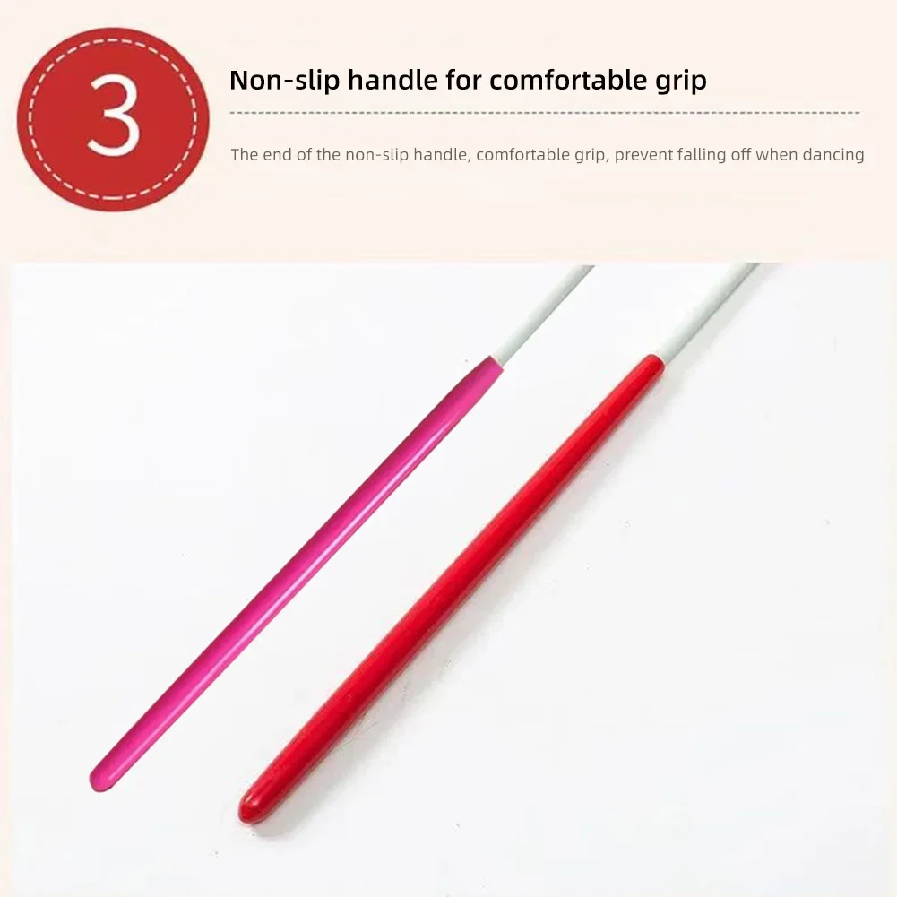 Description Picture 5 of item1.2M/2M Striped Star Gym Ribbons Baton Dance Ribbon Rhythmic Artistic Gymnastics Coloured Ribbon Sportss Training