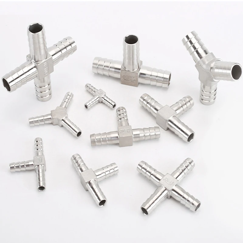 Hose Barb 304 Stainless Steel Hose Tail Barb Connectors 6mm 8mm 10mm 12mm T Type Y Type Pipe Fitting Pagoda Tail Barb Connector