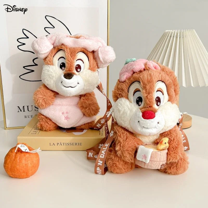 Kawaii Disney Chip \'n\' Dale Plush Crossbody Bag Sakura Series Cartoon Girl Heart Portable Cosmetics Mobile Phone Crossbody Bag