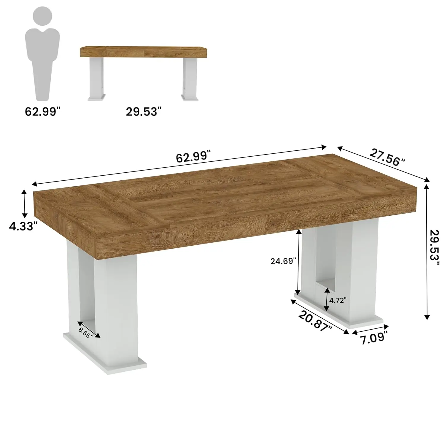 63 inch Rectangular Executive Desk with Spacious Desktop, Customized