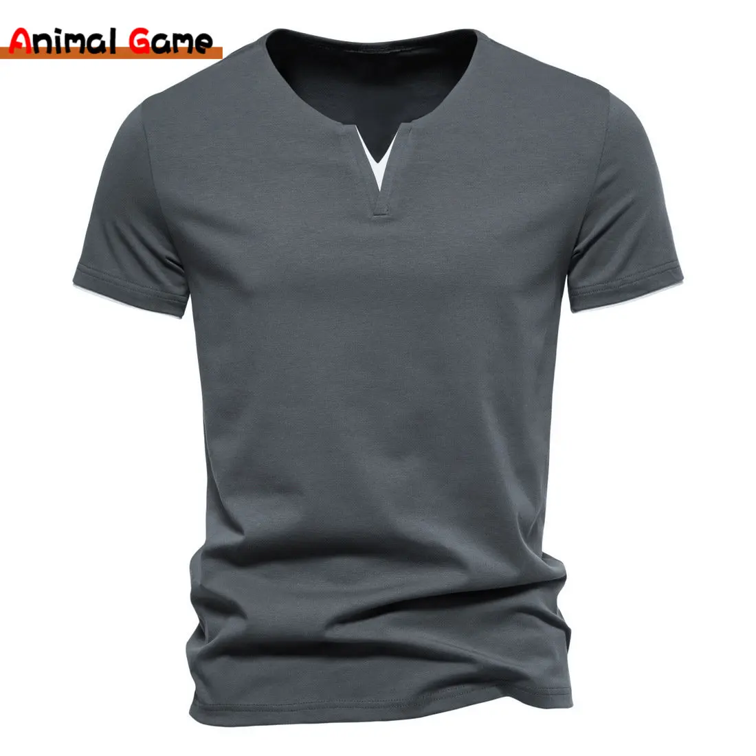 Męskie koszule Henley z krótkim rękawem Casual Cotton Slim Fit Basic Summer V Neck T-Shirt