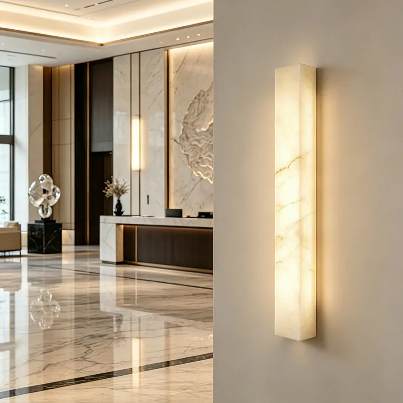 Simple Spanish Natural Marble Wall Lamp Bedroom Bedside Table Ambient Light Background Wall Rectangular Lamp Indoor Home Decor