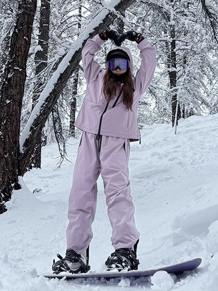 

Розовый комплект для катания на лыжах на открытом воздухе: куртка и брюки для пары, для сноуборда, ветрозащитный, водонепроницаемый, хлопковый, мужской