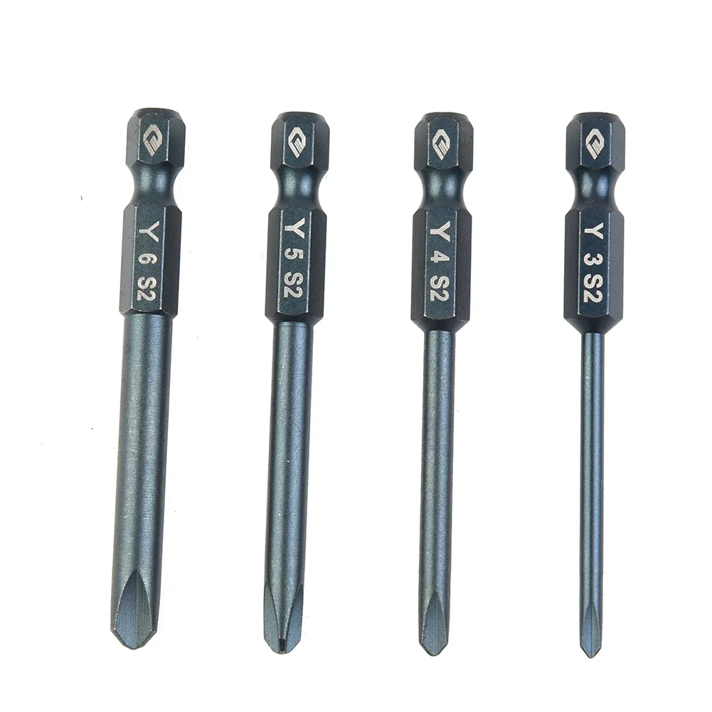 4pcs 65mm 1/4in Hex Shank Tri-wing Electric Screwdriver Bit Magnetic Set Y3 Y4 Y5 Y6 Screwdriver Bits Hand Tools Multi Tool