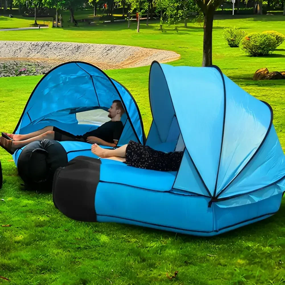 إكسسوارات أريكة قابلة للنفخ مع جزيرة مظلة سرير حديقة قابل للنفخ جزيرة التخييم مع مظلة، سرير كسول قابل للنفخ للتخييم
