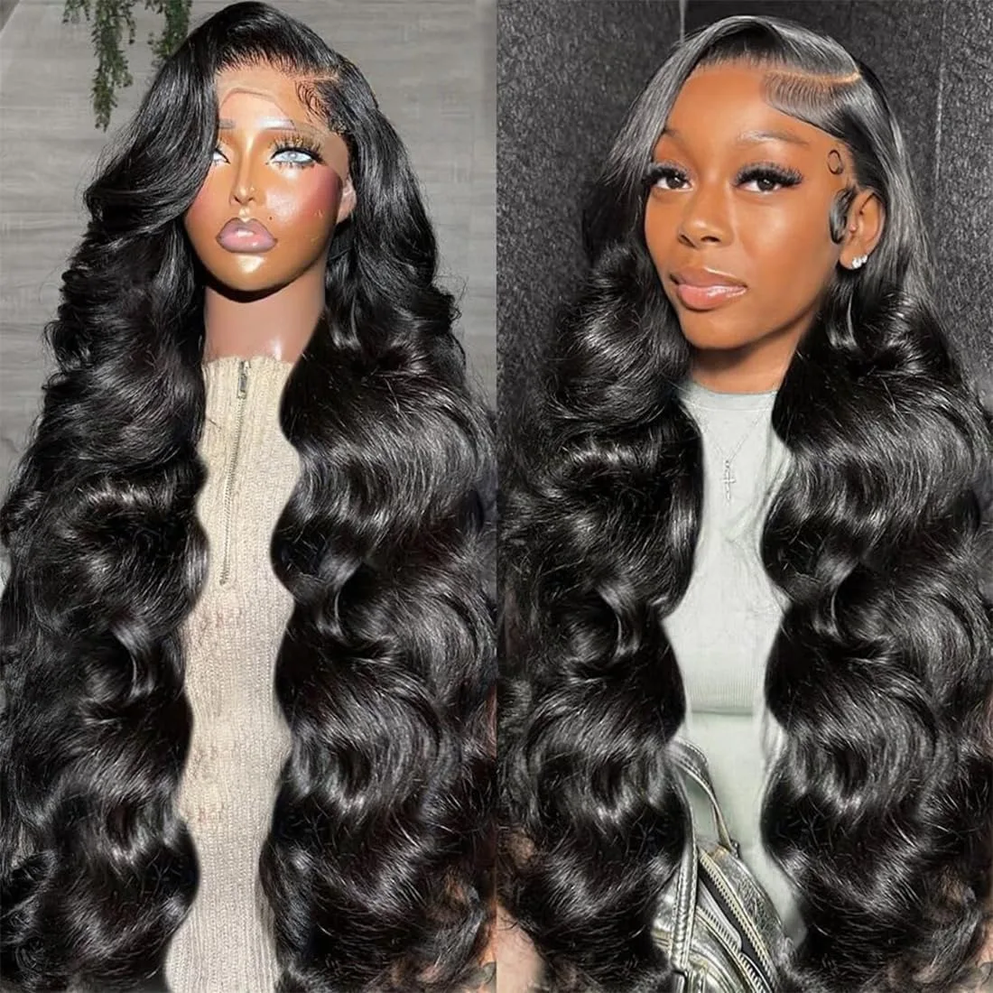 

40 44 Inch HD Transparent 13x4 Body Wave Lace Front Wig Prepluck 210% Density 13x6 Lace Frontal Human Hair Wig For Black Women