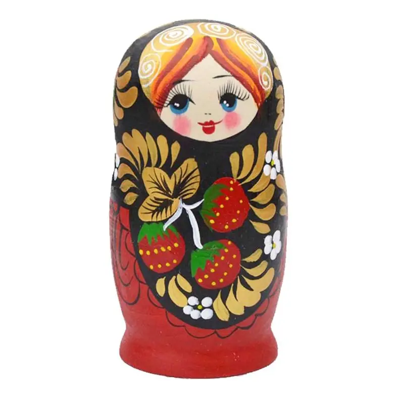 Pro 5PCS Matryoshka Nesting Handmade Cute Wood Russian Nesting DIY Northeast Flowers Cute Nesting