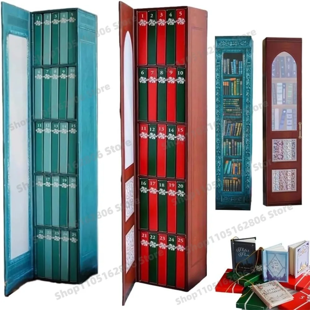 

2025 Mini Book Ornament Advent Calendar New Year Bookshelf Christmas Countdown Calendar With 24 Book Halloween Advent Calendar