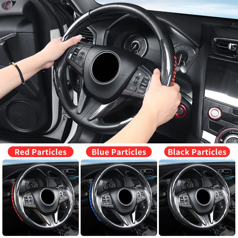 Carbon fiber pattern style Steering wheel cover For Toyota Land Cruiser Prado 120 150 LC120 LC150 2003-2023 Interior Accessories