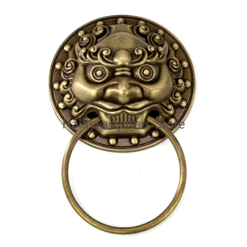 Antique Kirin Door Knocker Bronze Brass Furniture Ring Pull Retro Classical Door Knock for Front Door Home Decoration