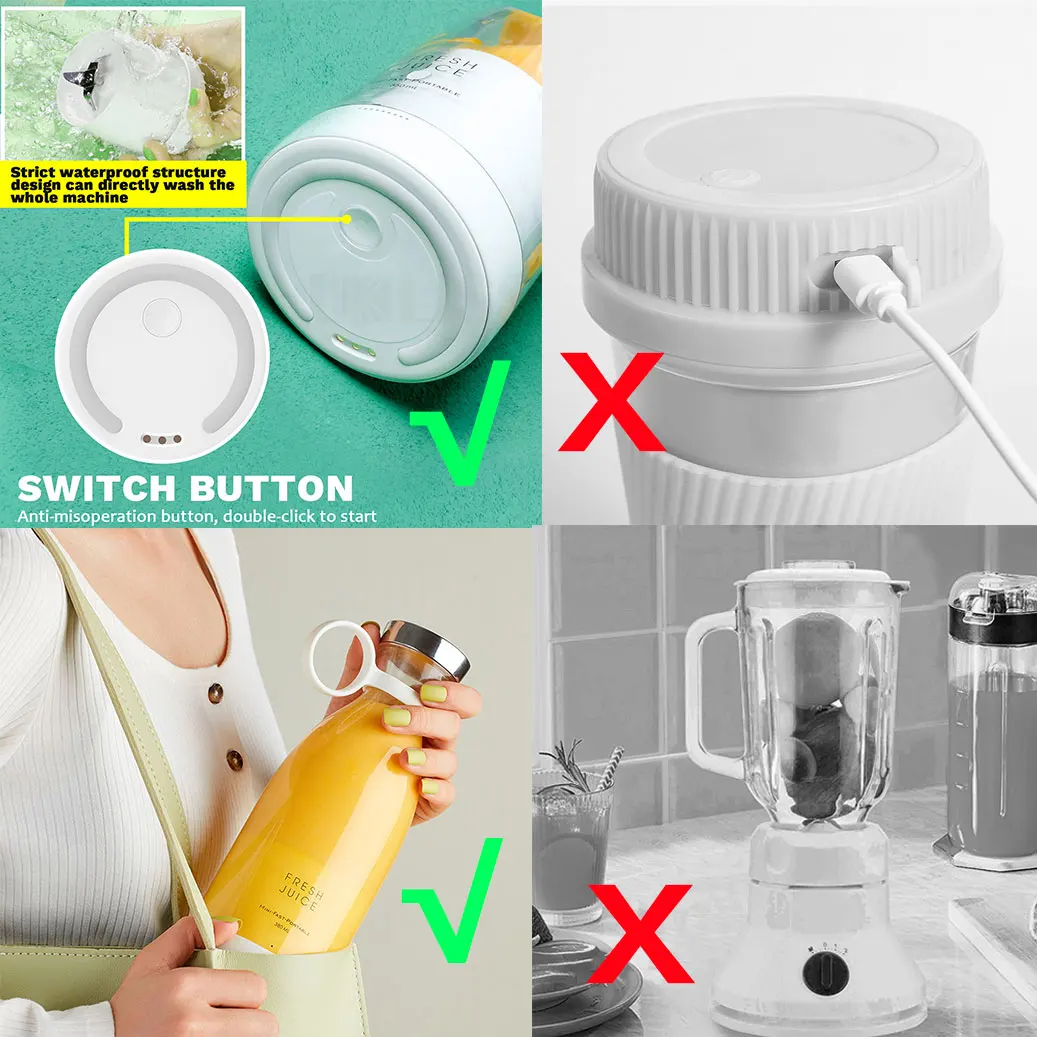 휴대용 블렌더 Juicer 병 믹서 전기 무선 충전 미니 과일 믹서 Juicer 컵 블렌더 밀크 쉐이크 주스 메이커 기계 병 블렌더 스무디 블렌더 블렌더 컵 블렌더 신선한 신선한 주스 믹서기 개인 믹서기 휴대용 믹서기 신선한 주스 믹서기