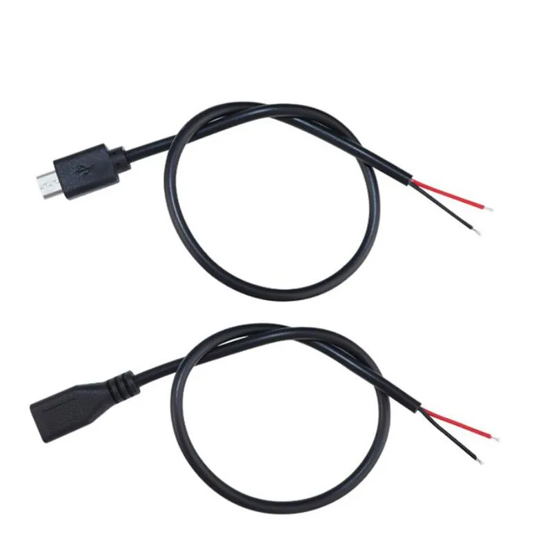 30CM 1pcs/5pcs Micro USB 2.0 A Female Jack Android Interface 4 Pin 2 Pin Male Female Power Data Charge Cable Cord Connector B5