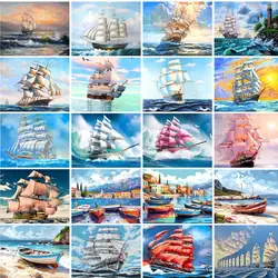 GATYZTORY DIY Painting By Numbers Boat Picture Colouring Zero Basis Picture By Numbers HandPainted Oil Painting DIY Gift Home De