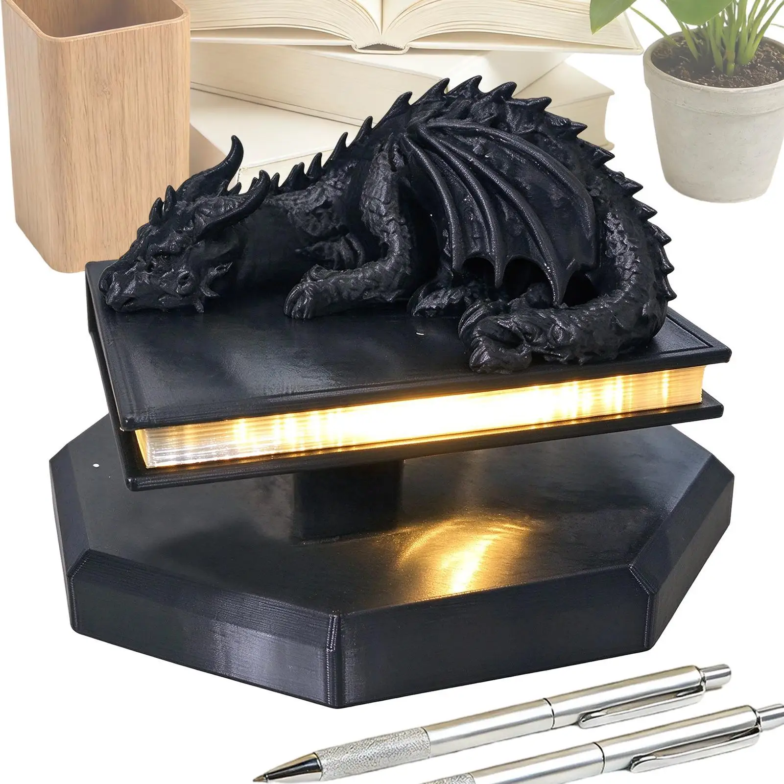 Bookshelf Lamps Vintage LED USB Rechargeable Dragon Decoration Library Lantern Bookshelf Lighting for Bedroom Living Room