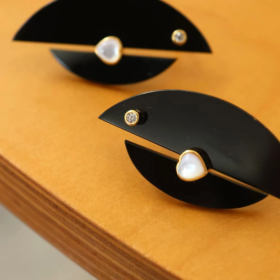 Pinctada Albina Earrings Silver 925 Black Onyx Jewelry Luxury High-Quality Earrings Irregular Trend 2026 Ladies' Earrings