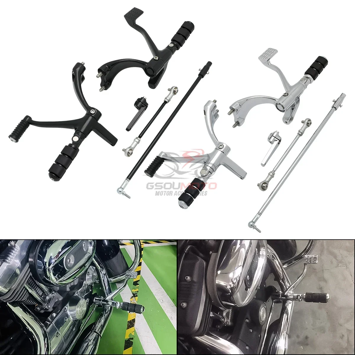 Motorcycle Forward Controls Complete Kit Pegs Lever Linkages For Harley Sportster 1200 Custom/Low Forty-Eight 883 Iron ‘04-2024