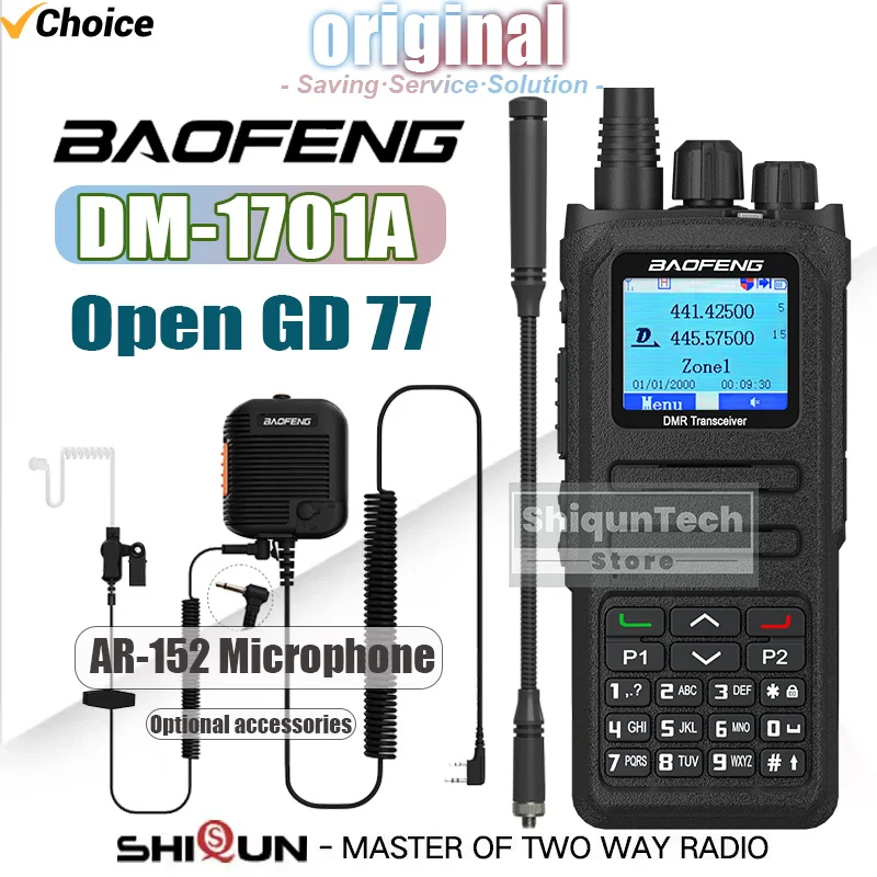

Upgraded Baofeng DM-1701A DMR Digital Walkie Talkie Open GD77 5W Longe Range Dual Mode Analog Dual Time Slot Tier 1+2 Ham Radios