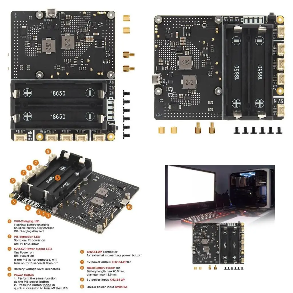 

31BA X1201Advanced UPS Power Solution for RPi 5 with Overcharging Protecting