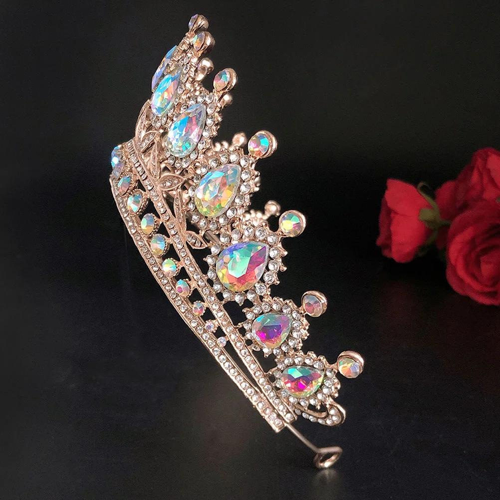 Water Drop Diamond Crown Wedding Headpiece for Bride Headband Headbands Hair Ribbons Headdress Decor Headgear Rhinestone Party