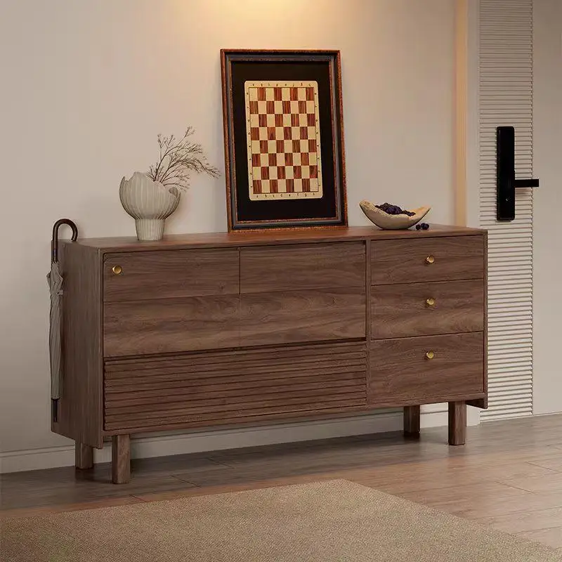 

French retro solid wood eight-bucket cabinet, bedside living room, dining side cabinet, entrance storage cabinet, and antique