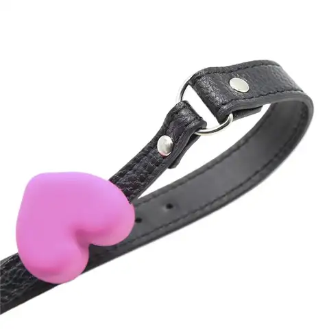 BDSM Heart Gag Leather Silicone Solid Ball Mouth Slave Oral Fixation Stuffed Adult Games For Couples Flirting Sex Products Toys