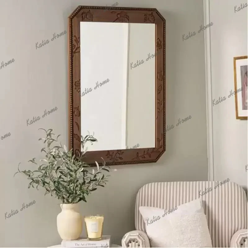 PG American Retro Style Bathroom Wall-Mounted High-Definition Mirror Hotel Accommodation Customized Artistic Decoration Mirrors