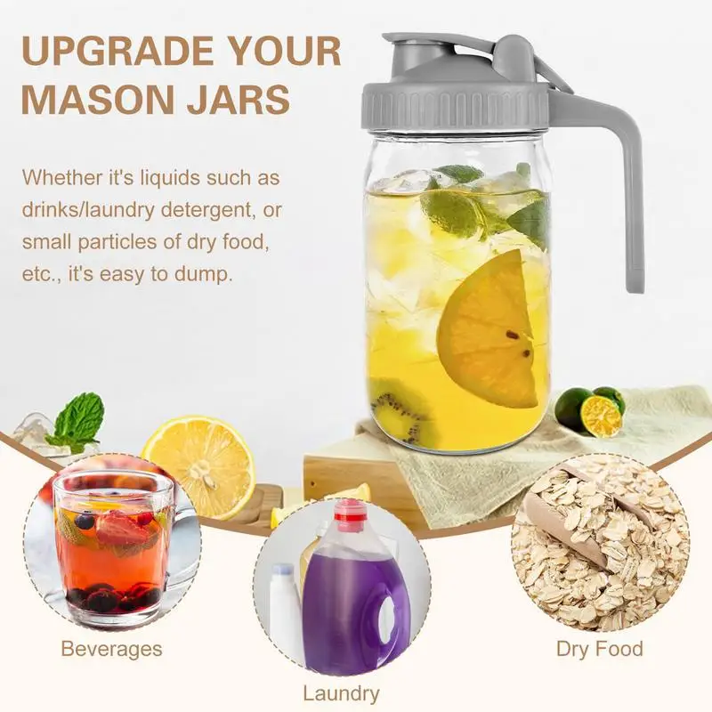 Mason Jar Pour Spout Lid 2pcs Regular Mouth Mason Jar Lid Silicone Sealing Gasket Airtight & Leak-Proof Sealing Pouring Lid For