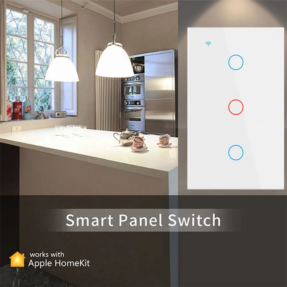 Apple Homekit Smart Switch No Neutral EU/US WIFI Touch Sensor Light Switch Smart Google Home Alexa Siri Voice Control 220V 110V