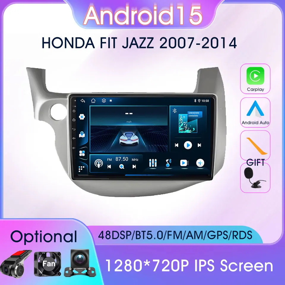 

LHD Navigation GPS DSP FM Car Bluetooth Radio For Honda Fit Jazz 2007-2014 Carplay Android Auto Car Intelligent Systems Stereo