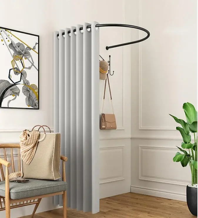 

Custom U-shaped fitting pole curtain store fitting room door curtain fitting curtain fitting ring changing room
