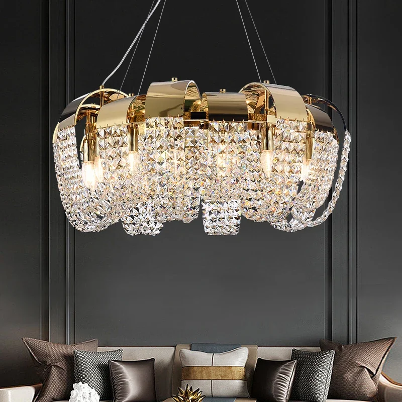 New Modern Crystal Chandelier For Living Room Creative Design Gold Hanging Light Fixture Luxury Home Decor Led Cristal Lustre