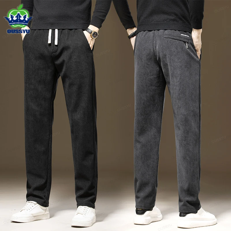 

New Autumn Winter Men's Corduroy Casual Pants Thick Elastic Waist Business Straight Outdoors Trousers Male Plus Size M-6XL Gift