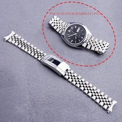 19mm Sliver Hollow Curved End Solid Screw Links Watch Band Jubilee strap For Seiko 5 SNXS73K1 SNXS75 SNXS77 SNXS79K1 SNX79J1