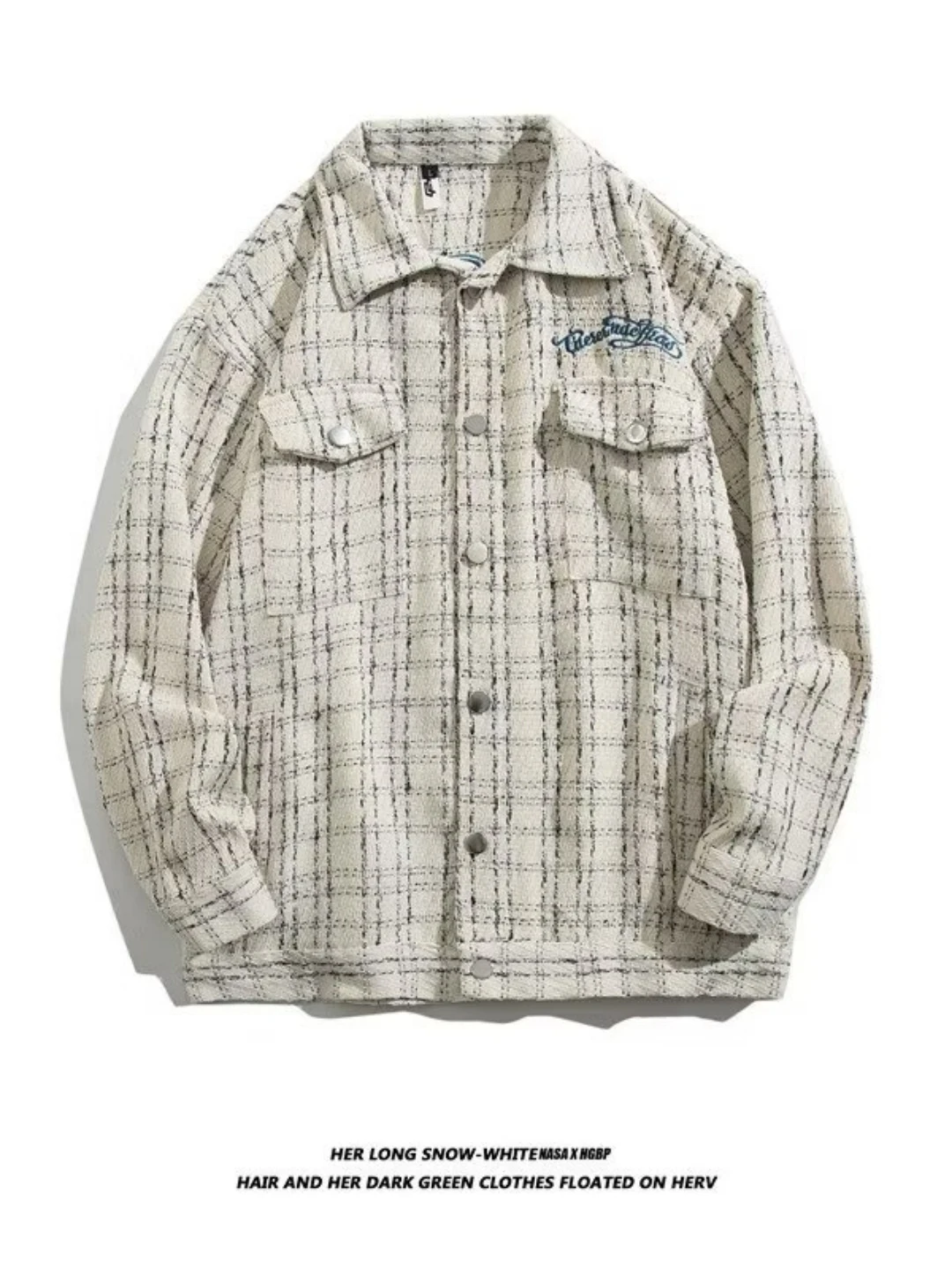 

Куртка с вышивкой в ​​корейском стиле, свободная куртка с длинными рукавами и воротником, мужская модная верхняя одежда, осенне-зимняя универсальная стильная рубашка