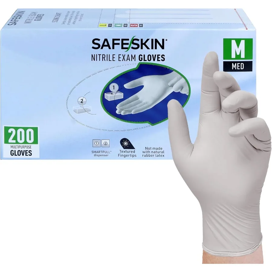 

Нитриловые смотровые перчатки, одноразовые перчатки без пудры для медицинской чистки зубов, приготовления пищи, химиотерапии, 3,5 мил, серый, высокий Pr