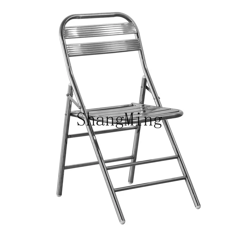 

CL Thickened Stainless Steel Folding Chair Stool Outdoor Meeting Backrest Casual Household Industrial Wind Metal Dining Chair