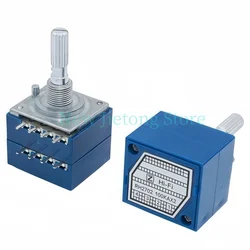 RH2702 Double Volume Potentiometer 8 Pin Serrated Precision 27-type A50k 100k 250K 250KAX2 Audio Volume Control Split Shaft 6MM