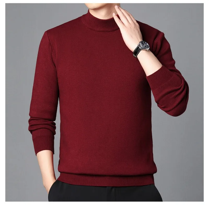 High Quality 2024 Autumn New Item 8 Colors Semi High Neck Long Sleeved One-piece Plush Knitted Sweater