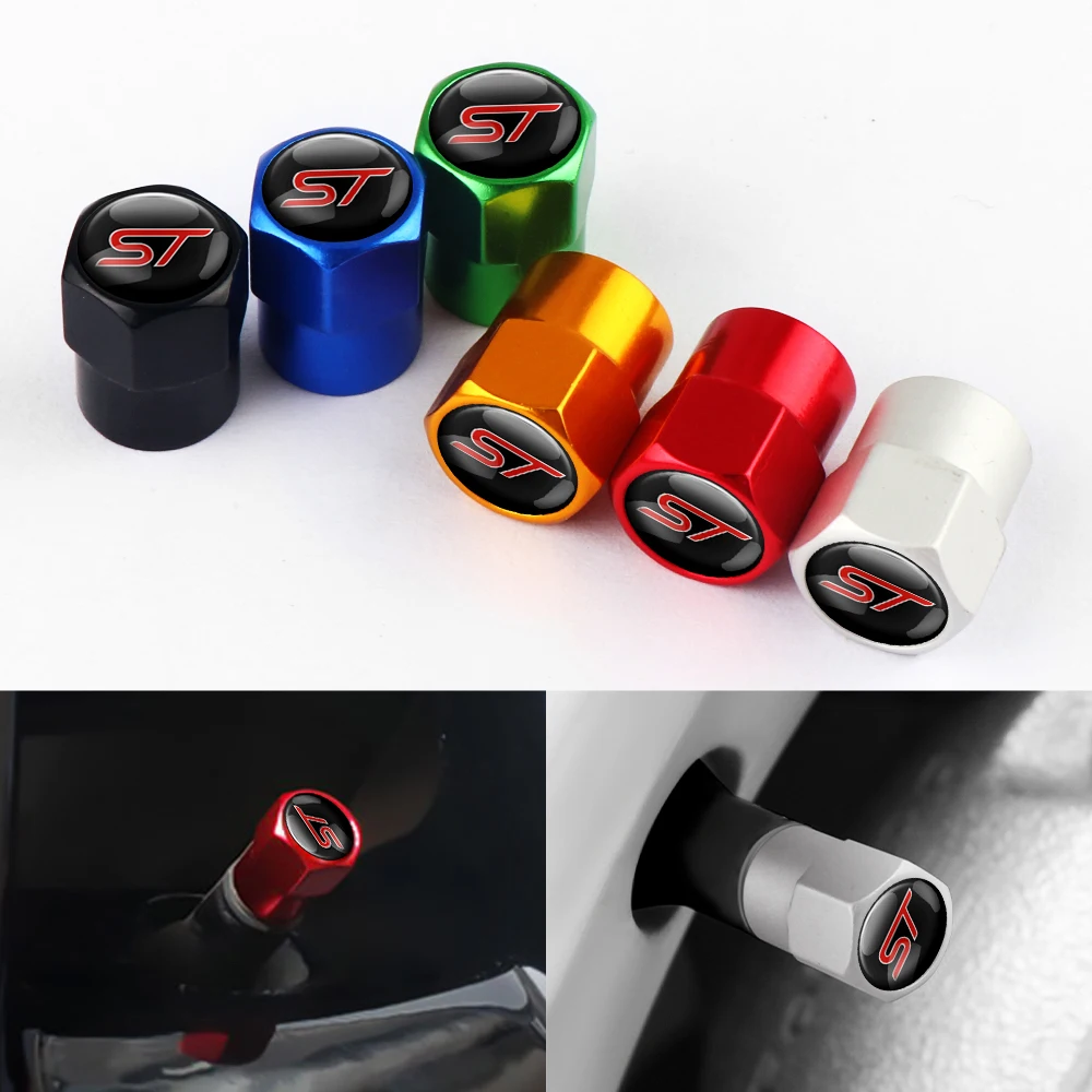 4PCS Car Wheel Tire Valve Stem Caps Airtight Cover For Ford ST Line Focus Mondeo Fiesta Kuga MK2 MK3 MK4 Tyre accessories