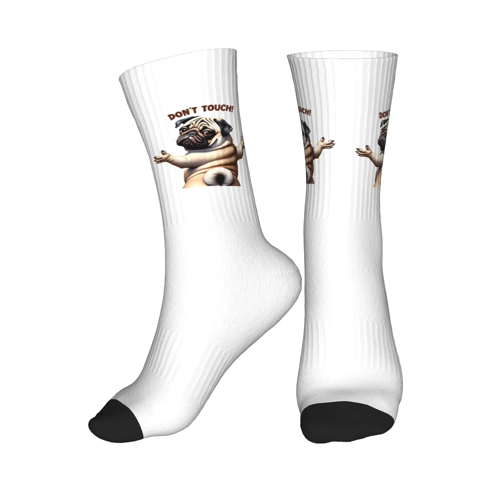 

Fashion Mens Don't Touch Pug Dog Dress Socks Unisex Comfortable Warm 3D Printing Crew Socks