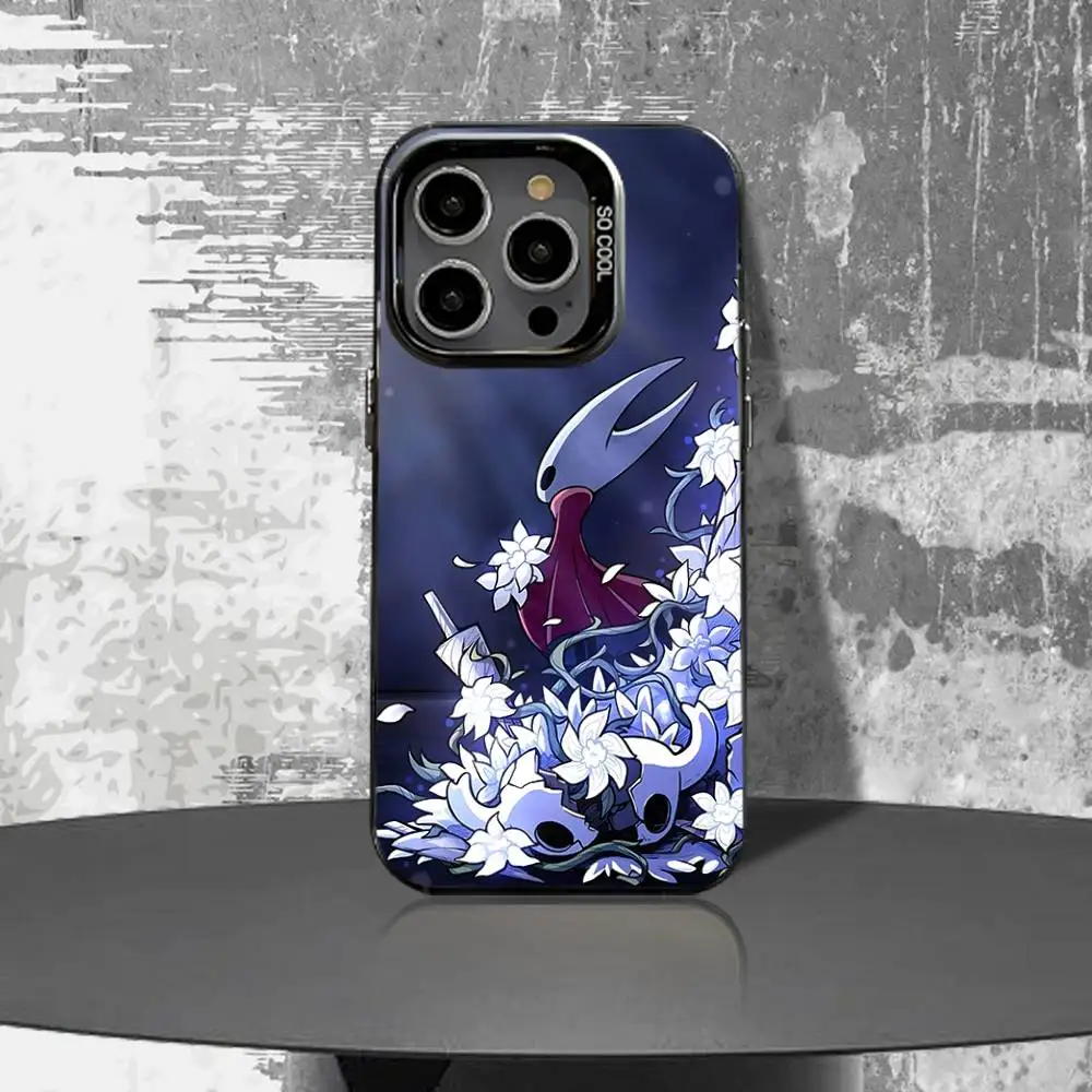 حافظة هاتف H-Hollow K-Knight Silk Song لهاتف iPhone 16,15,14,13,12,11,Pro,XS,Max,Plus,Mini,SE4,E غطاء أسود غير لامع مقاوم للصدمات