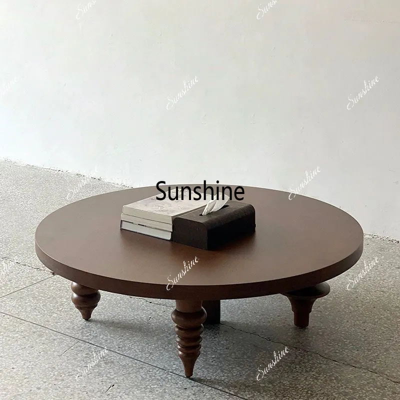 

Medieval creative solid wood round spiral corner coffee table coffee table