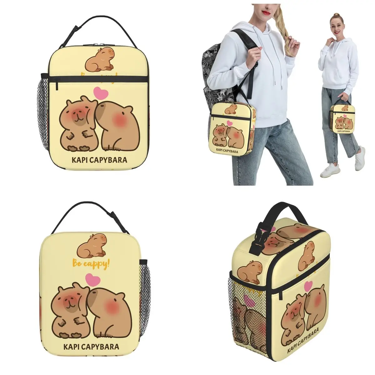 Cute Happy Capybara Product Insulated Lunch Bag for Kids School Storage Food Box Portable Unique Design Cooler Thermal Bento Box