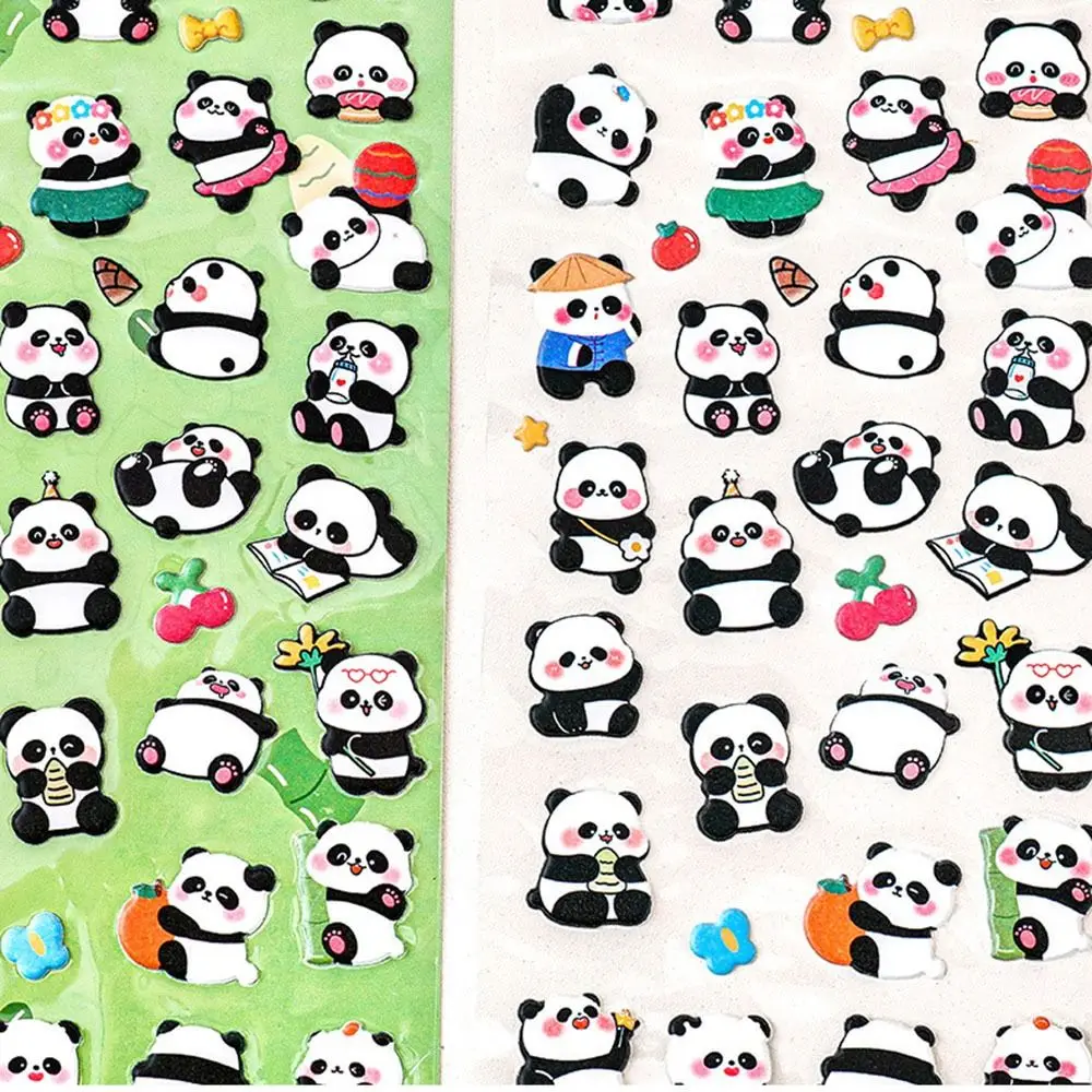 Cartoon Panda 3D Bubble Sticker Girl Paste Decoration Pattern DIY Hand Account Material Sticker Sealing Sticker