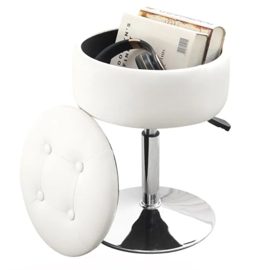 

Ottoman Swivel Vanity Stool Chair with Storage for Makeup Room Stool for Vanity Chair Height Adjustable Faux Leather