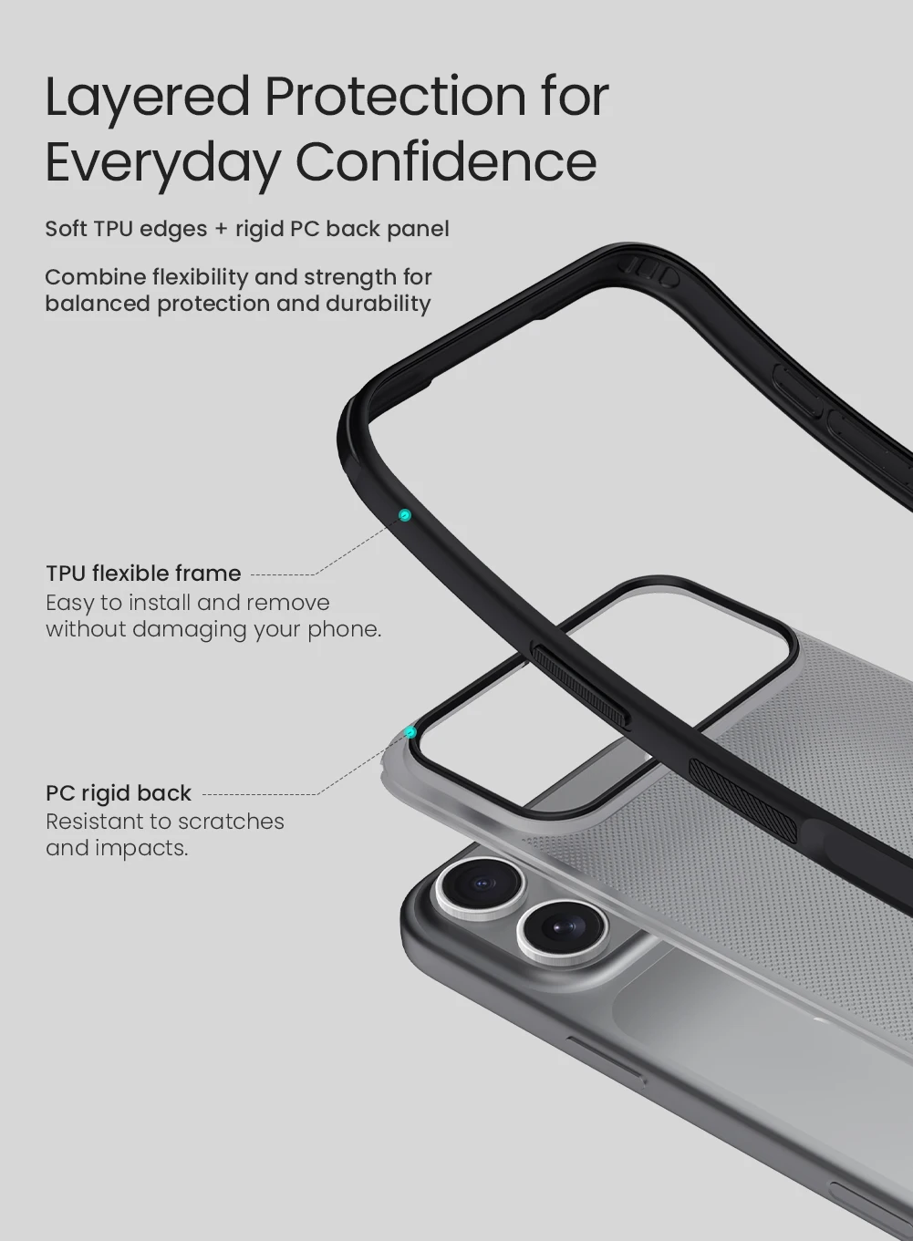 Für iPhone 18 Pro Max Hülle NILLKIN Passgenaue Hülle für iPhone 17 Pro Max 17 Pro 18 Pro Super Frosted Shield Case Matte PC-Abdeckung – Detail 6
