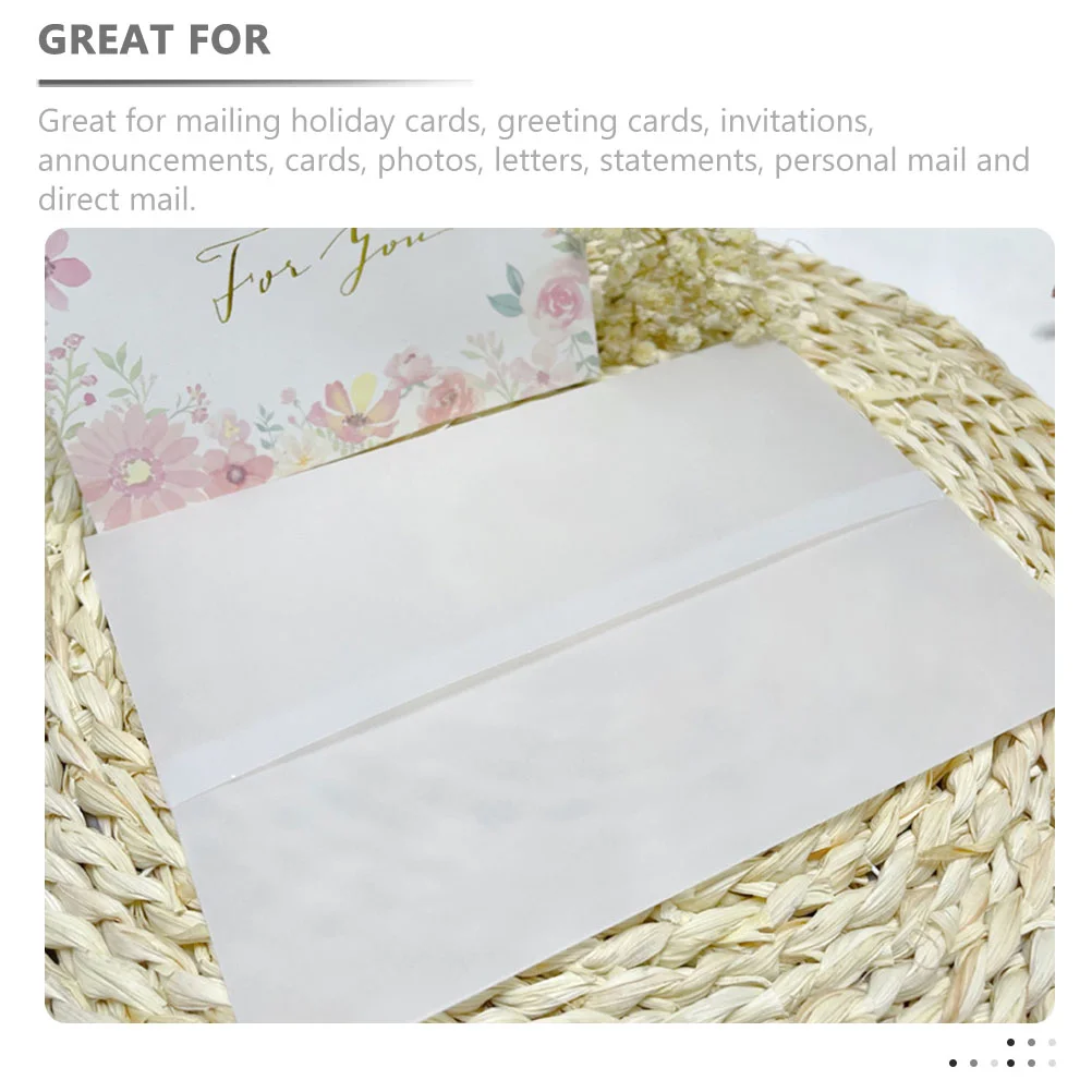 50 pçs convite de casamento papel envelope cartões em branco claro em branco para letras portátil translúcido