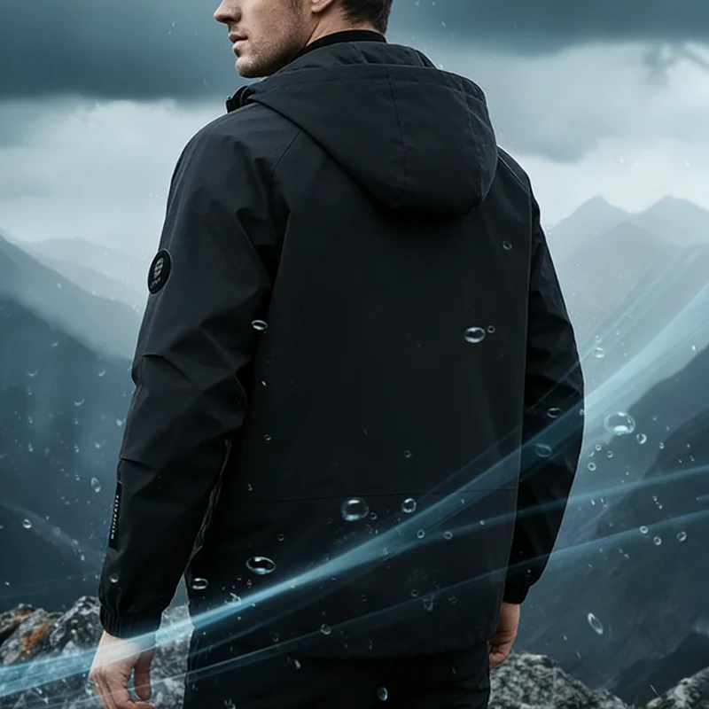 New Men's Outdoor Hooded Jacket Spring Autumn Windproof Windbreaker Sports Camping Climbing Trekking Multi Pocket Hiking Jackets